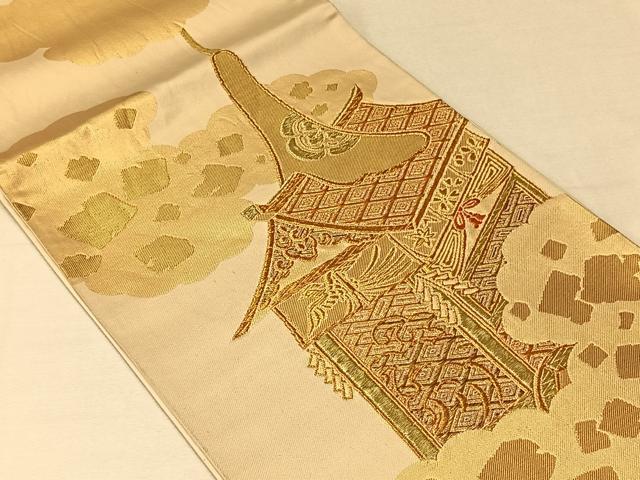 平和屋着物◎太鼓柄袋帯 唐織 山鉾 金糸 正絹 逸品 CAAV1897qv