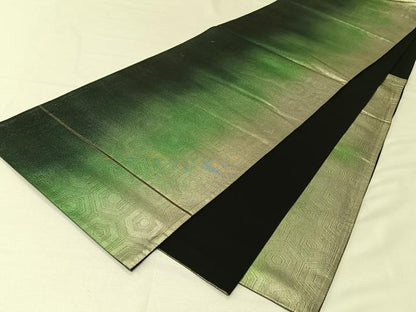 平和屋着物◎六通柄袋帯 亀甲繋ぎ 黒地 正絹 逸品 CAAV1898qv