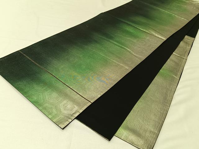 平和屋着物◎六通柄袋帯 亀甲繋ぎ 黒地 正絹 逸品 CAAV1898qv