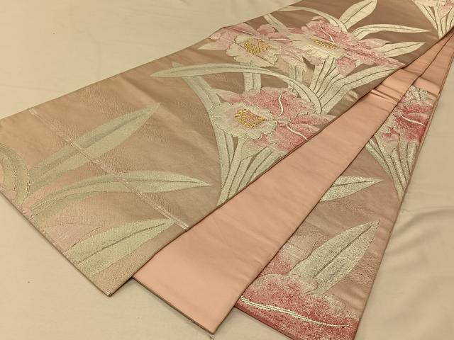 平和屋着物◎六通柄袋帯 カトレア 金銀糸 正絹 逸品 CAAV1899qv