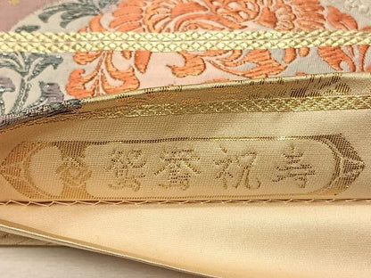 平和屋着物◎六通柄袋帯 唐織 鴛鴦祝寿 金糸 正絹 逸品 CAAV1906qv