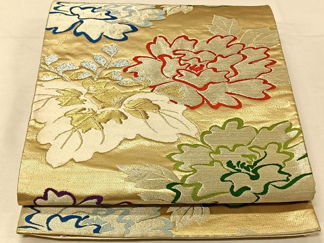 平和屋着物◎六通柄袋帯 舞花文 金銀糸 正絹 逸品 CAAV1921qv