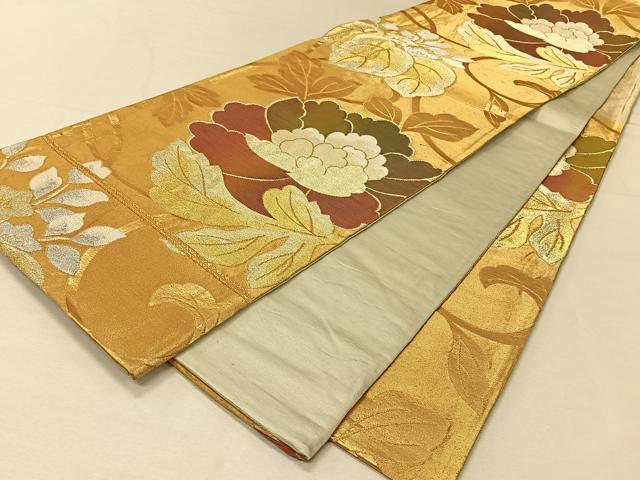 平和屋着物◎六通柄袋帯 草花文 金銀糸 正絹 逸品 CAAV1929qv