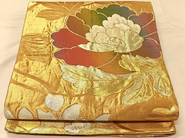 平和屋着物◎六通柄袋帯 草花文 金銀糸 正絹 逸品 CAAV1929qv