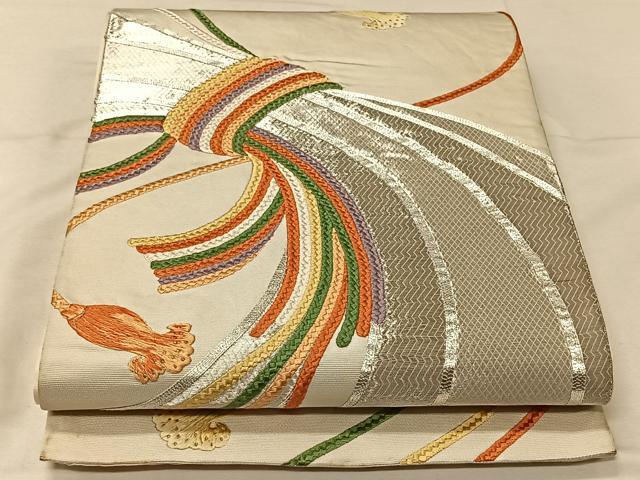平和屋着物◎六通柄袋帯　総刺繍　組紐　金彩　正絹　逸品　CAAV1936qv