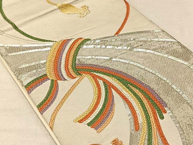 平和屋着物◎六通柄袋帯　総刺繍　組紐　金彩　正絹　逸品　CAAV1936qv