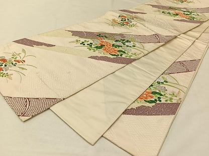 平和屋着物◎六通柄袋帯 唐織 草花文 金銀糸 正絹 逸品 CAAV1937qv