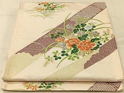 平和屋着物◎六通柄袋帯 唐織 草花文 金銀糸 正絹 逸品 CAAV1937qv