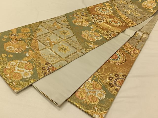 平和屋着物◎六通柄袋帯 唐織 流水大平名錦文 金銀糸 正絹 逸品 CAAV1942qv