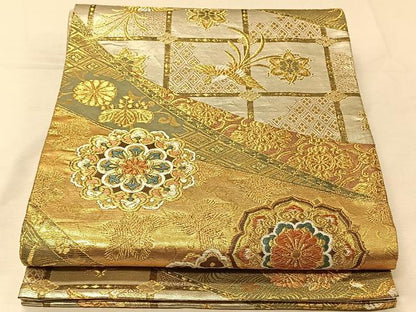 平和屋着物◎六通柄袋帯 唐織 流水大平名錦文 金銀糸 正絹 逸品 CAAV1942qv