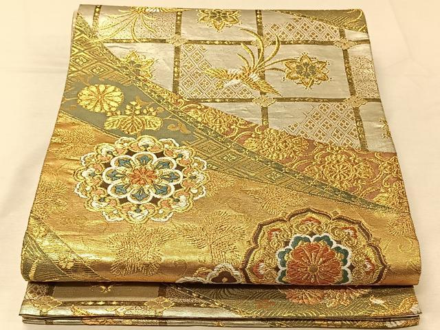 平和屋着物◎六通柄袋帯 唐織 流水大平名錦文 金銀糸 正絹 逸品 CAAV1942qv