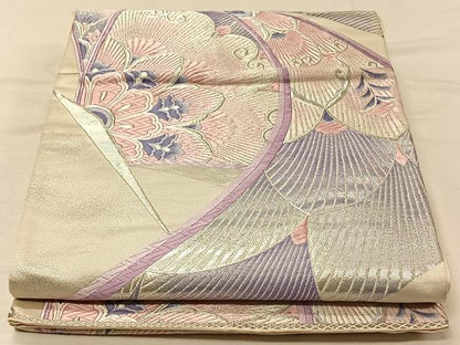 平和屋着物◎六通柄袋帯　唐織　孔雀に蝶舞　銀糸　正絹　逸品　CAAV1947qv