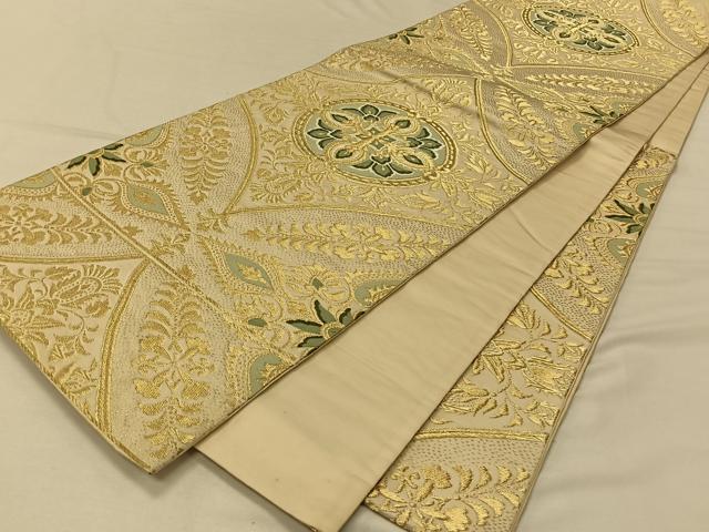平和屋着物◎六通柄袋帯　唐織　更紗花文　金糸　正絹　逸品　CAAV1950qv