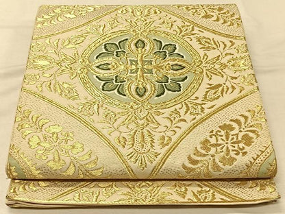 平和屋着物◎六通柄袋帯　唐織　更紗花文　金糸　正絹　逸品　CAAV1950qv