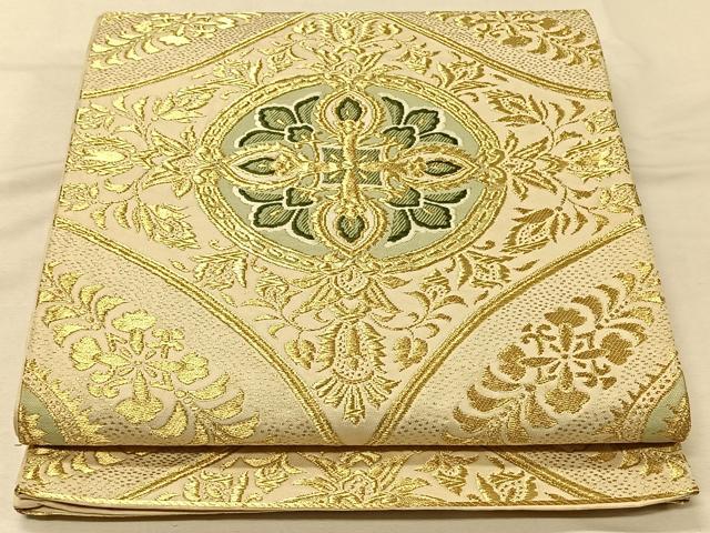 平和屋着物◎六通柄袋帯　唐織　更紗花文　金糸　正絹　逸品　CAAV1950qv