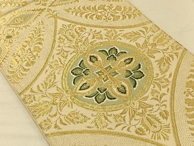平和屋着物◎六通柄袋帯　唐織　更紗花文　金糸　正絹　逸品　CAAV1950qv