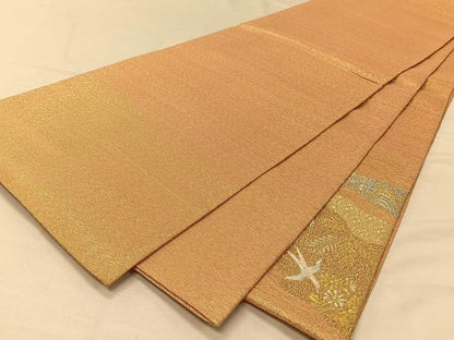 平和屋着物◎六通柄袋帯　明綴　道長飛鳥文　プラチナ箔　正絹　逸品　CAAV1962qv