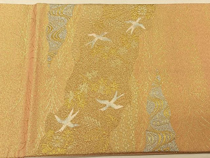 平和屋着物◎六通柄袋帯　明綴　道長飛鳥文　プラチナ箔　正絹　逸品　CAAV1962qv