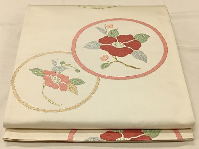 平和屋着物◎六通柄袋帯　枝椿　金銀糸　正絹　逸品　CAAV1972qv