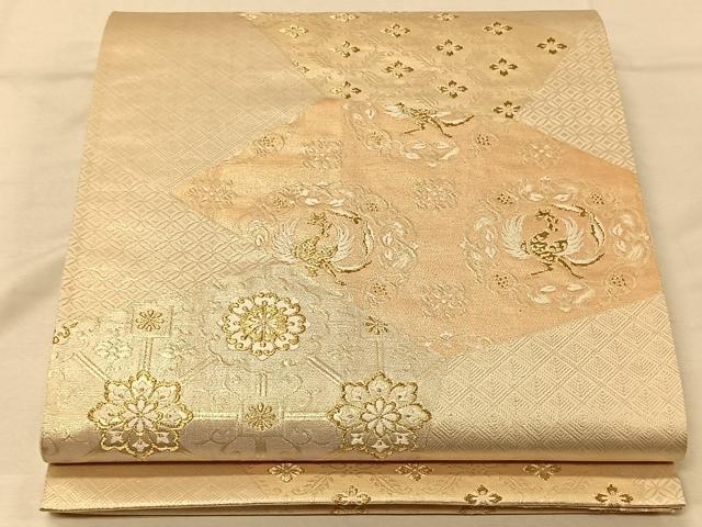 平和屋着物◎六通柄袋帯　唐織　鳳凰花文　金糸　正絹　逸品　CAAV1982qv