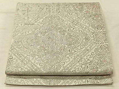 平和屋着物◎六通柄袋帯　唐織　天井花文　銀糸　正絹　逸品　CAAV1984qv