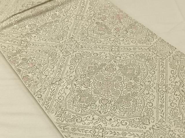 平和屋着物◎六通柄袋帯　唐織　天井花文　銀糸　正絹　逸品　CAAV1984qv