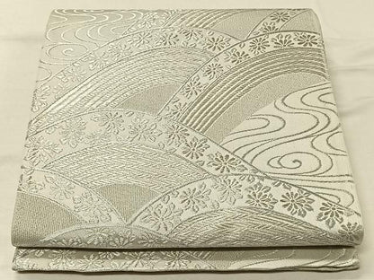 平和屋着物◎六通柄袋帯　華青海波　銀糸　正絹　逸品　CAAV1985qv