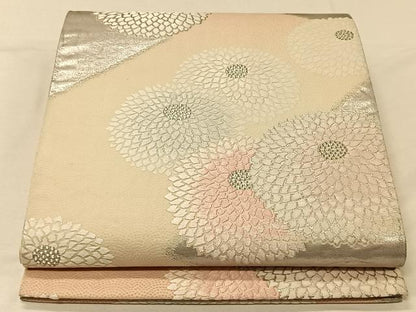 平和屋着物◎六通柄袋帯　唐織　万寿菊　銀糸　正絹　逸品　CAAV1988qv