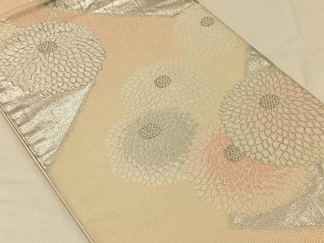 平和屋着物◎六通柄袋帯　唐織　万寿菊　銀糸　正絹　逸品　CAAV1988qv