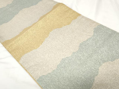 平和屋着物◎西陣　あずみの織物謹製　六通柄袋帯　霞文　金銀糸　正絹　逸品　CAAV2247ev