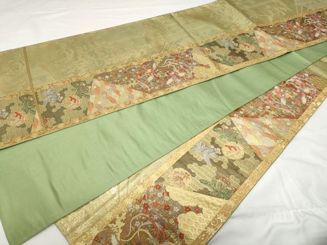 平和屋着物◎六通柄袋帯　唐織　鳳凰草花文　金糸　正絹　逸品　CAAV2273ev