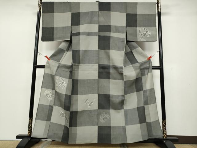 平和屋着物＊夏物　訪問着　小千谷ちぢみ　蟹　貝　麻　逸品　未使用　CAAV2802ut