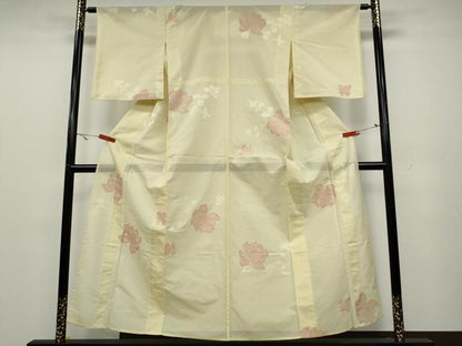 平和屋着物＊夏物　小紋　紗　枝花文　正絹　逸品　CAAV2939ut
