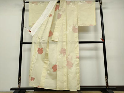 平和屋着物＊夏物　小紋　紗　枝花文　正絹　逸品　CAAV2939ut