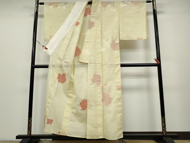 平和屋着物＊夏物　小紋　紗　枝花文　正絹　逸品　CAAV2939ut