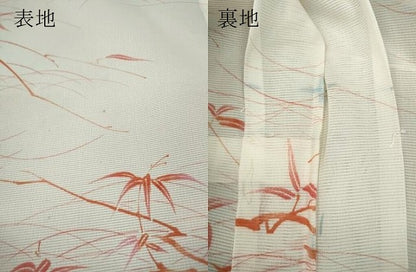 平和屋着物＊夏物　小紋　絽　枝葉文　洗える着物　CAAV2986ut
