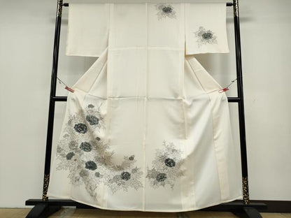 平和屋着物▽訪問着 単衣 刺繍 草花文 正絹 逸品 未使用 CAAV3156ut