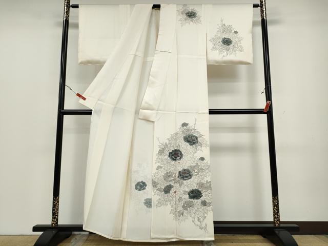 平和屋着物▽訪問着 単衣 刺繍 草花文 正絹 逸品 未使用 CAAV3156ut