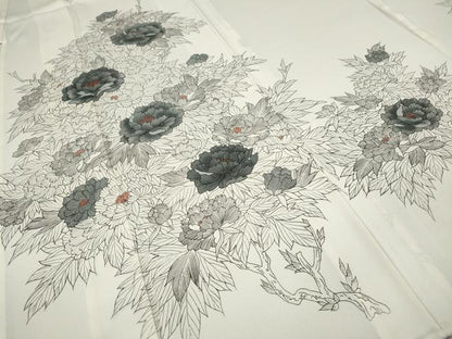 平和屋着物▽訪問着 単衣 刺繍 草花文 正絹 逸品 未使用 CAAV3156ut