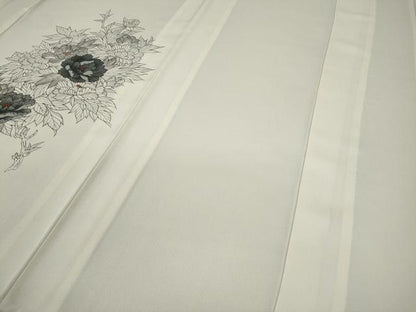 平和屋着物▽訪問着 単衣 刺繍 草花文 正絹 逸品 未使用 CAAV3156ut