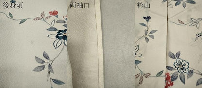 平和屋着物▽上質な小紋 単衣 枝椿 鬼しぼ縮緬 正絹 逸品 CAAV3157ut