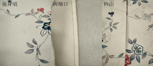 平和屋着物▽上質な小紋 単衣 枝椿 鬼しぼ縮緬 正絹 逸品 CAAV3157ut