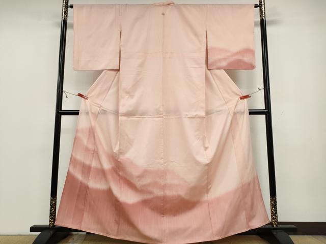 平和屋着物▽訪問着　単衣　紬地　霞文　正絹　逸品　CAAV3158ut