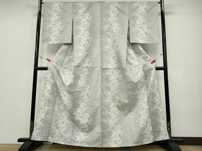 平和屋着物▽塩沢紬 単衣 草花間道 証紙付き 正絹 逸品 CAAV3162ut