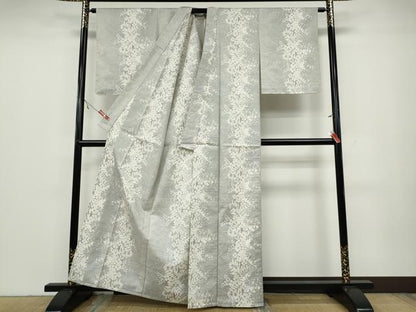 平和屋着物▽塩沢紬 単衣 草花間道 証紙付き 正絹 逸品 CAAV3162ut