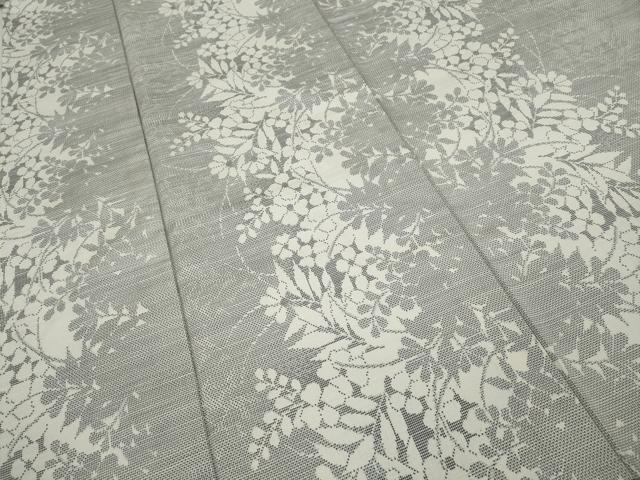 平和屋着物▽塩沢紬 単衣 草花間道 証紙付き 正絹 逸品 CAAV3162ut