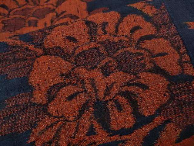 平和屋着物▽上質な紬 単衣 竹垣花唐草文 正絹 逸品 CAAV3168ut