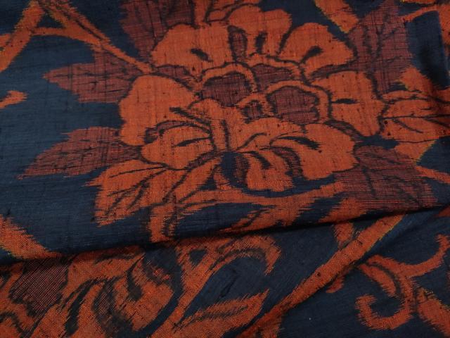平和屋着物▽上質な紬 単衣 竹垣花唐草文 正絹 逸品 CAAV3168ut