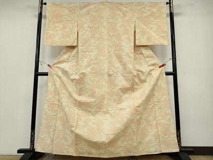 平和屋着物▽結城紬 単衣 草花文 正絹 逸品 CAAV3169ut