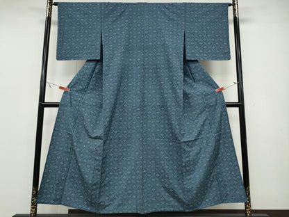 平和屋着物▽上質な紬 単衣 菱花文 正絹 逸品 CAAV3171ut